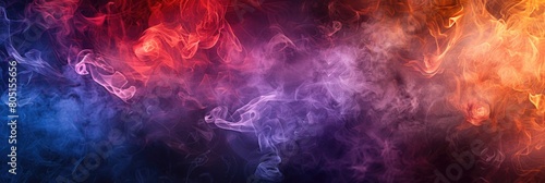 Fire Abstract. Energetic Smoke in Vivid Red, Blue, and Purple. Dramatic and Powerful Abstract Background