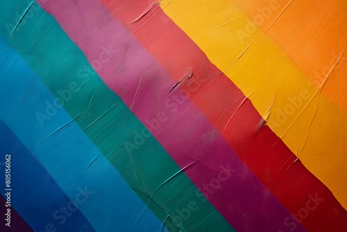 Vibrant diagonal paint strokes in a full spectrum of colors with pronounced textures, pride month photo