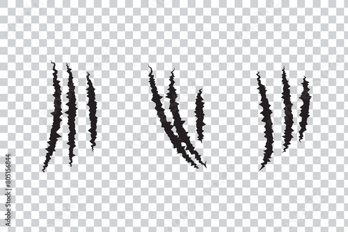 animal Claw scratches mark set. Cat tiger scratches signs