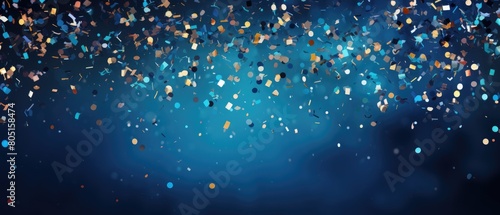 Celebration and colorful confetti party on blue abstract background