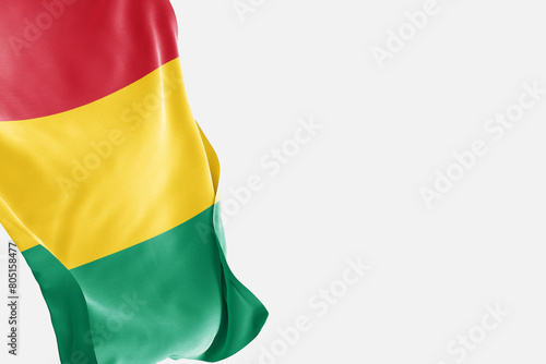 National flag of Guinea flutters in the wind. Wavy Guinea Flag. Close-up front view.