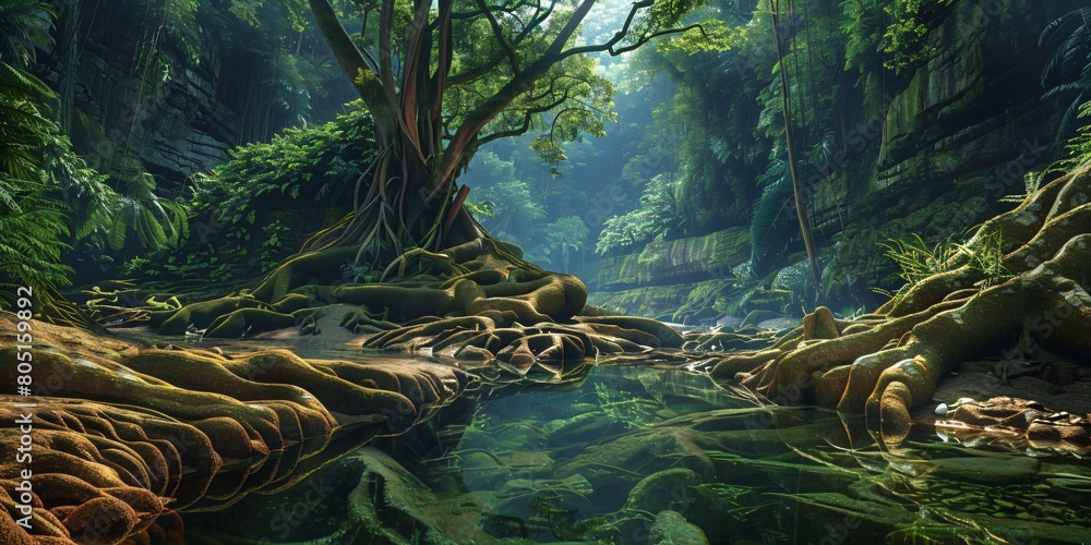 tropical rainforest river landscape