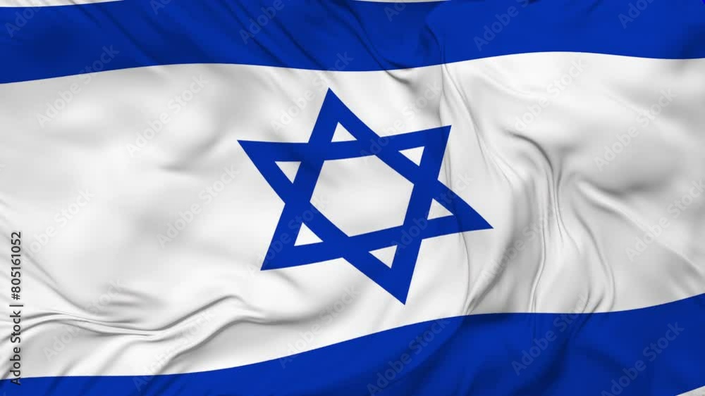 A beautiful view of Israel flag animation seamless loop. 4K video