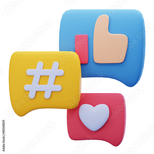 Social media 3d graphic illustration