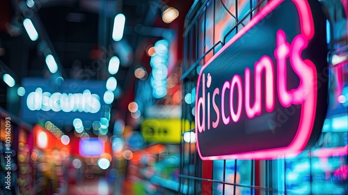 discount store sign. selective focus photo