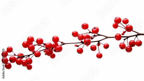 Branch With Red Berries on White Background photo