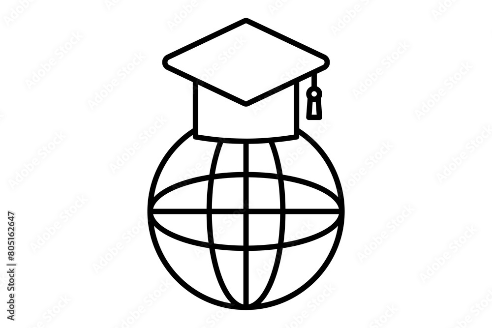 global education icon. icon related to education and online education. suitable for web site, app, user interfaces, printable etc. line icon style. simple vector design editable global education icon. icon related to education and online education. suitable for web site, app, user interfaces, printable etc. line icon style. simple vector design editable