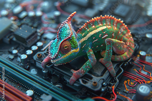 Chameleon Camouflaged on Modern Computer Mainboard