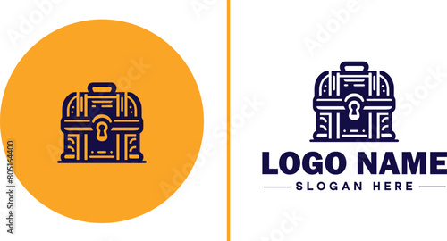 Treasure chest icon money lock box flat Treasure chest logo sign symbol editable vector