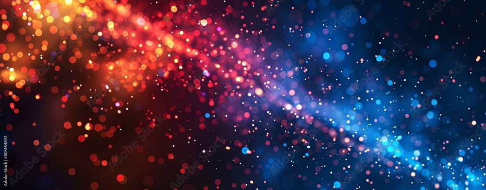 Naklejka premium Abstract digital background with glowing dots and lines, dark blue red orange colors