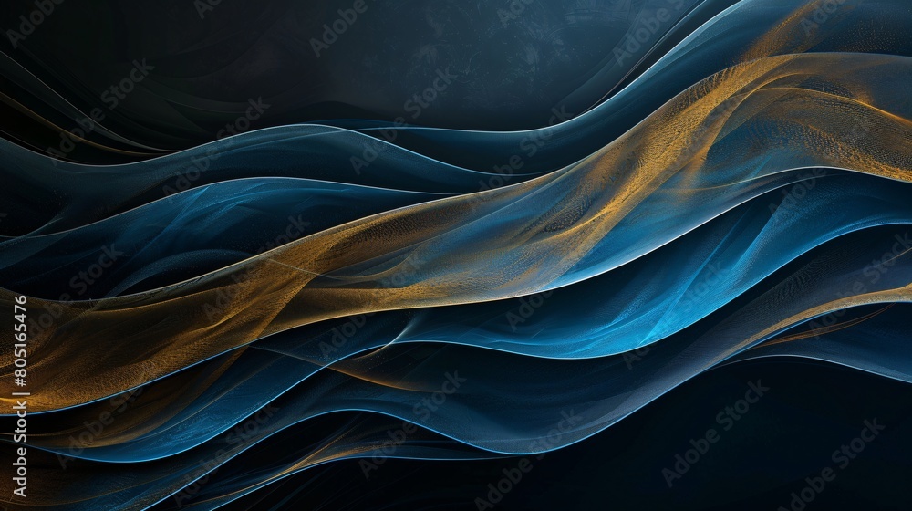 Fototapeta premium Abstract Dark blue and gold wave, modern background for presentation and poster 
