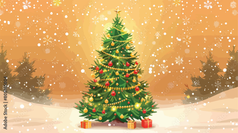 Merry Christmas and happy new year greeting card with