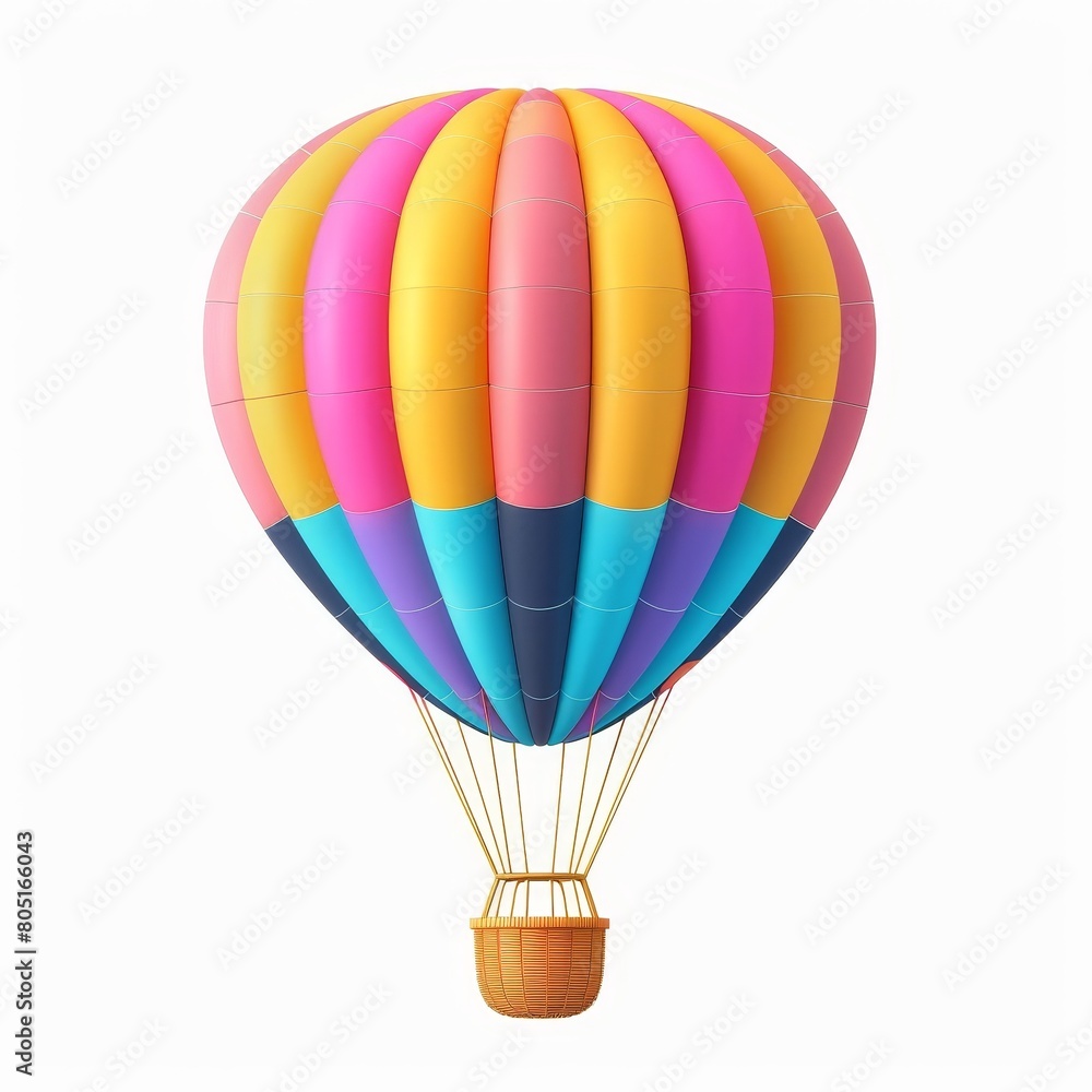 Fototapeta premium A colorful hot air balloon with a basket in the middle