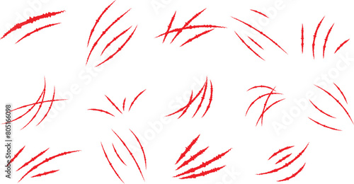 Animals claw scratches icons set. Claw scratches collection. Realistic illustration with black animals claw set. Grange scratches. Set of claws. Wild animals concept. Vector graphic.eps10