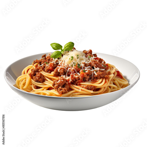 Delicious Spaghetti Bolognese in a bowl isolated on transparent background