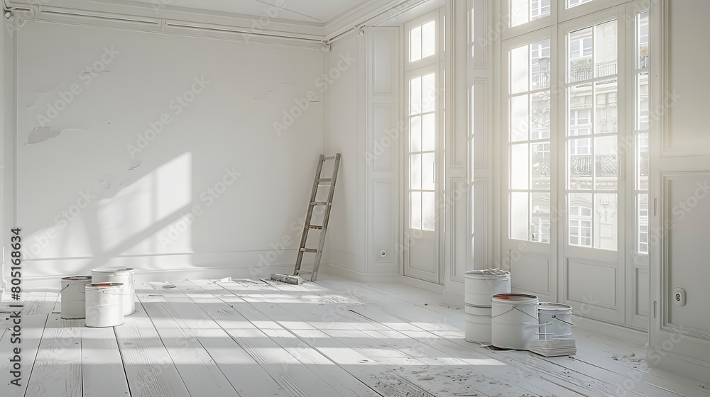 Minimalist White Room in the Midst of Repairs Minimalist White Room in the Midst of Repairs