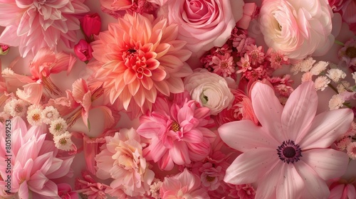 Monochromatic pink floral array