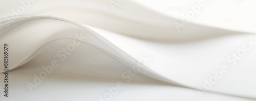 White background, white paper, closeup of edge of page, Soft material edges with blurred details, creating an abstract composition with subtle gradients, light tones and a sense of calmness.