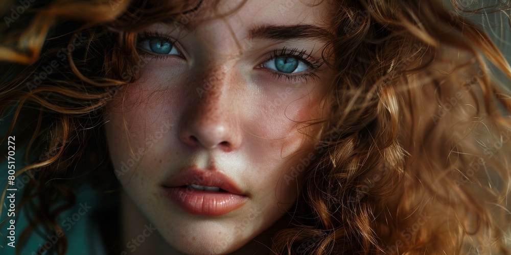 A woman with brown hair and blue eyes