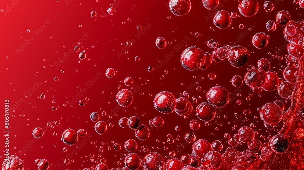 A red backdrop with an abundance of water bubbles at the base, bottoms touching the edge A red backdrop with an abundance of water bubbles at the base, bottoms touching the edge