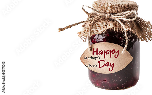 Homemade Jam with Happy Mother's Day Label Isolated on Transparent Background PNG.