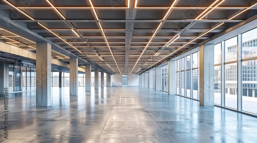 Interior of modern empty office building.Open ceiling design.  © Aytaj