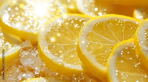   A mound of sliced lemons atop an ice heap dripping with water
