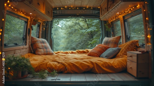 Cozy Bed Setup in Camper Van photo