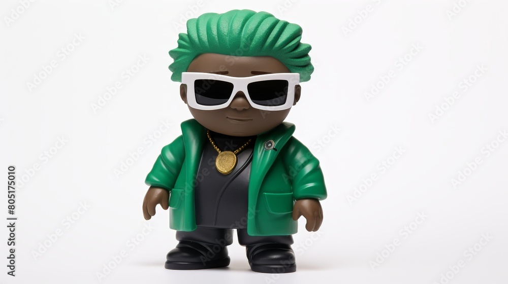 Stylish Black Man in Green Jacket and Sunglasses Stylish Black Man in Green Jacket and Sunglasses