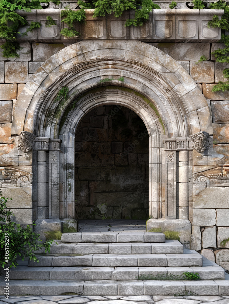 Fototapeta premium entrance doorway arch design element background - illustration - generative ai