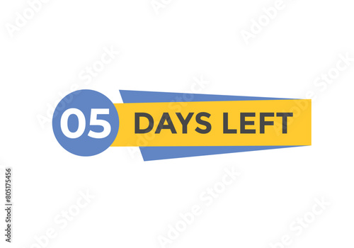 5 days to go countdown template. 5 day Countdown left days banner design. 5 Days left countdown timer
