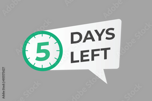 5 days to go countdown template. 5 day Countdown left days banner design. 5 Days left countdown timer
