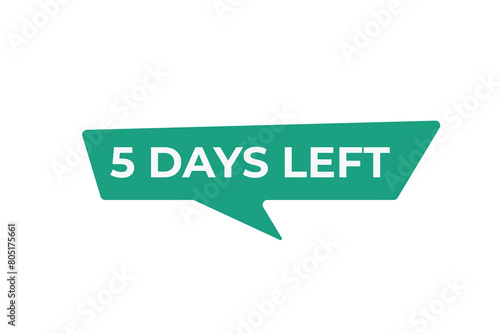5 days to go countdown template. 5 day Countdown left days banner design. 5 Days left countdown timer
