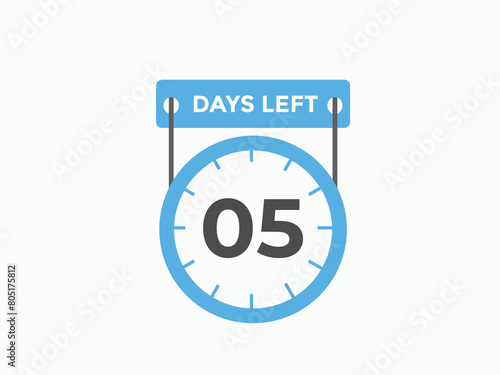 5 days to go countdown template. 5 day Countdown left days banner design. 5 Days left countdown timer
