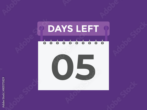 5 days to go countdown template. 5 day Countdown left days banner design. 5 Days left countdown timer
