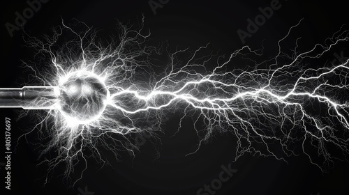  a singular lightening bolt against a black backdrop