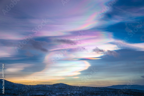 Polar stratospheric cloud near Kilpisjärvi Finland photo