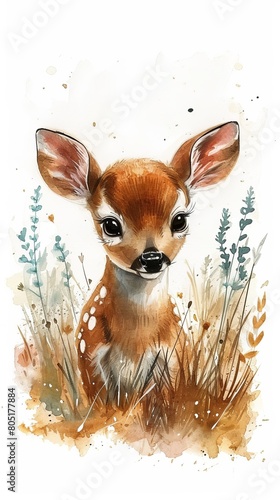 Baby Deer Sitting in Grass © we360designs
