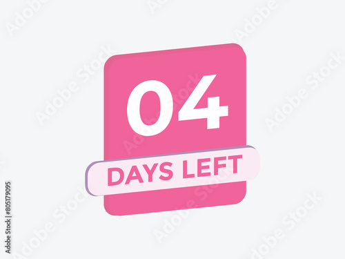 4 days to go countdown template. 4 day Countdown left days banner design. 4 Days left countdown timer
