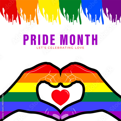 Vector illustration of Happy Pride Month social media feed template