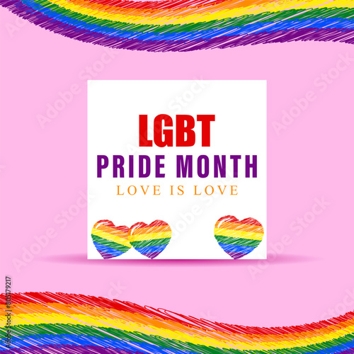 Vector illustration of Happy Pride Month social media feed template