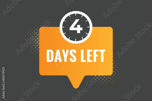 4 days to go countdown template. 4 day Countdown left days banner design. 4 Days left countdown timer
