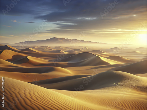 desert sand dunes at sunrise national park photo