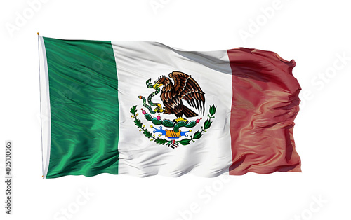 Emblem of Patriotism Waving Mexican Flag Isolated on Transparent Background PNG.