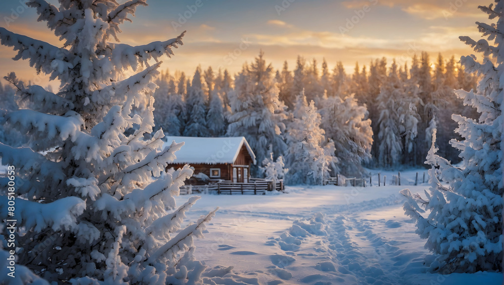 Winter Wonderland, A Snowy Landscape Illuminated by Soft Light.
