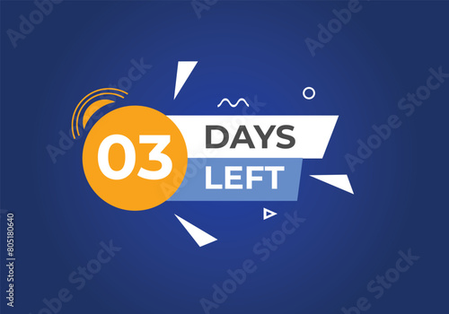 3 days to go countdown template. 3 day Countdown left days banner design. 3 Days left countdown timer
