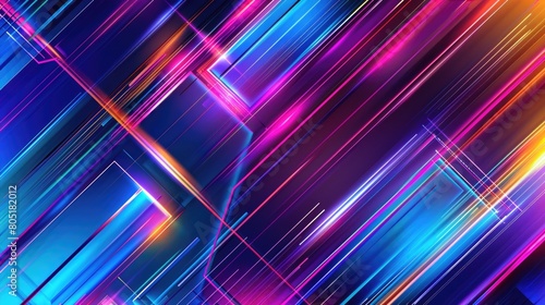 Immerse in the vibrant glow of a neon abstract texture background featuring mesmerizing geometric lines, Ai Generated.