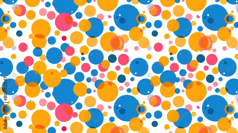 Seamless pattern of colorful random circles, Ai Generated.