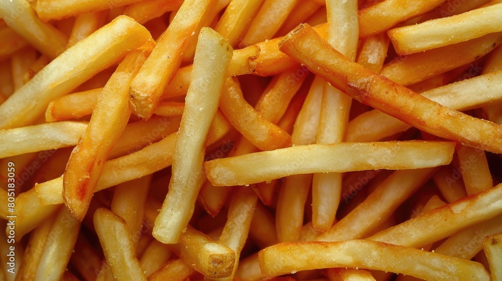 Close-up of crispy French fries, tempting and delicious, Ai Generated. Close-up of crispy French fries, tempting and delicious, Ai Generated.