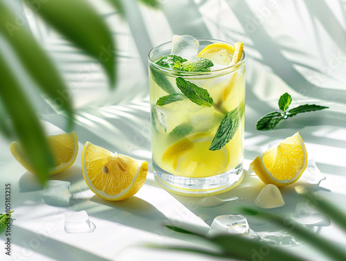 Sunny Shadows: Fresh Lemon Mint Cocktail - Summer Vibes in 4:3